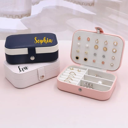 Jewelry Box For Girls | PU Leather Travel Jewelry Case | Jewelry Boxes For Women | Jewelry Organizers And Storage | Box For Earring, Ring, Necklace - Bridesmaid Gifts For Women (Pink)