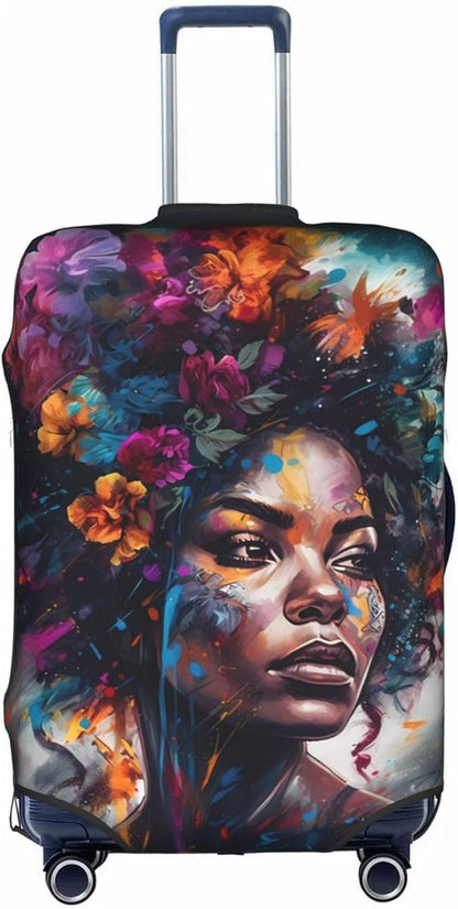 Suitcase protector cover tsa approved luggage cover for Suitcase Washable Suitcase Protector Anti-scratch Suitcase cover Large African American Afro Woman, stlye100