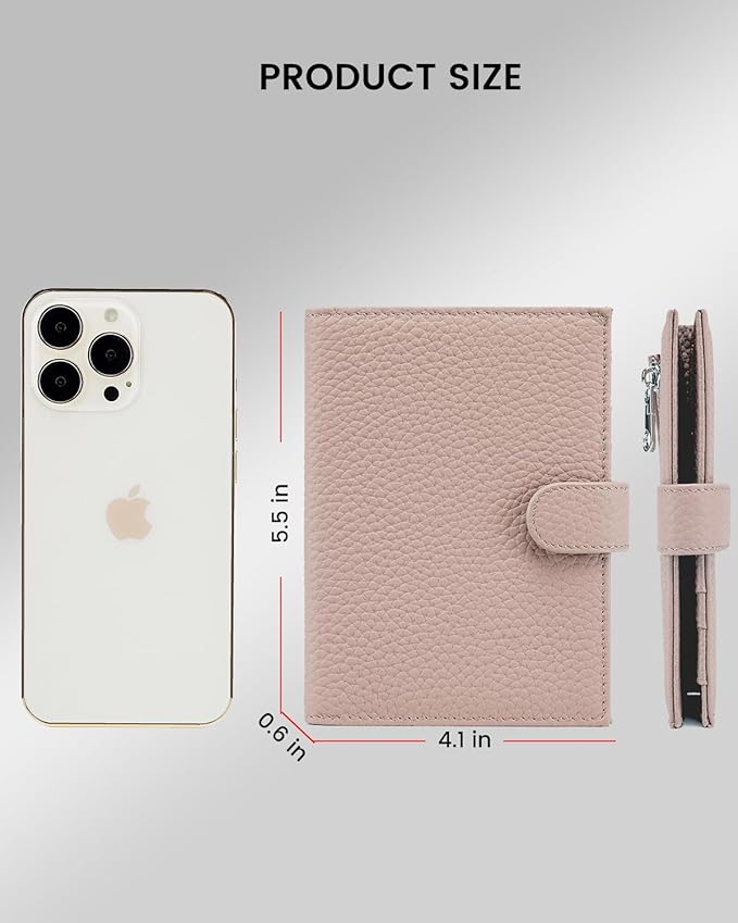 RFID Passport Holder Travel Wallet for Women, Leather Passport Cover Wallet with Card Holders SIM Slots,Zippered Coins Pocket and Cash Slot Slim Compact Travel Wallet (Pink)