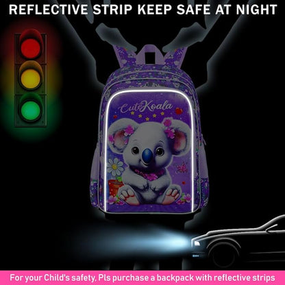 WZLVO 3PCS Backpack for Girls, 16" Kids Koala Preschool Bookbag with Lunch Box，Cute Animal Water Resistant School Backpacks Set for Elementary Kindergarten