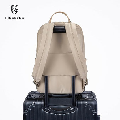 Kingsons Slim Travel Backpack With Luggage Strap,Black Business Backpack, Waterproof Nylon Commuter Bag for Work & Travel,Hiking, Red，Khaki (KS25002-Black-US-1)