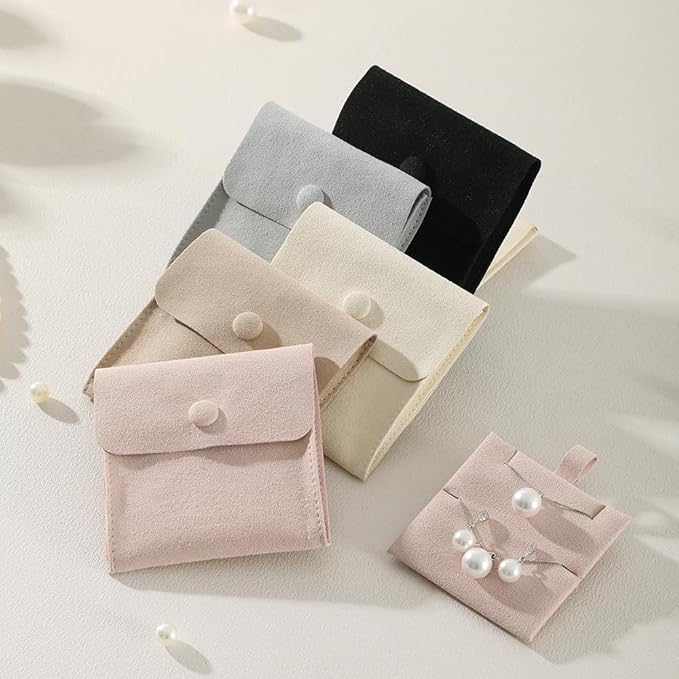 10pc Mini Jewelry Pouch For Necklace Stud Earring，Travel Jewlery Box Case Storage, Small Ring Boxes Pouches Bags Organizer For Women (Pink)