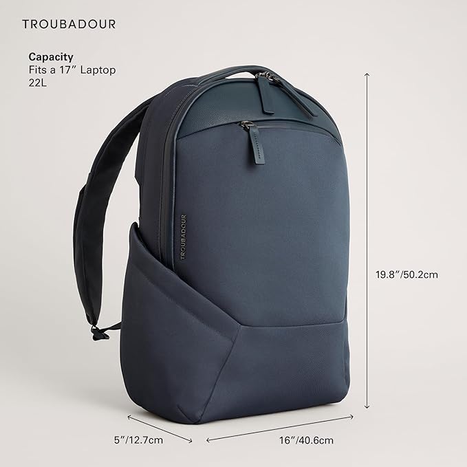 Troubadour Apex 4.0-22L Premium Laptop Backpack - Ergonomic & Water Resistant - Designed for Work and Travel - Basalt