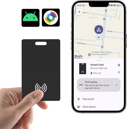 Android Wallet Tracker Card Rechargeable Air Tags-1 Pack, Works with Google Find Hub App (Only Android), Wireless Charge, IP68 Waterproof, for Keys. Luggage, Suitcase, Backpack