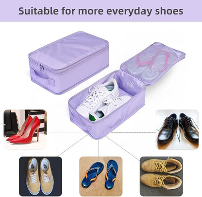 Travel Shoe Bags, Foldable Waterproof Shoe Pouches Organizer-Double Layer (2+2 Purple Shoebags)
