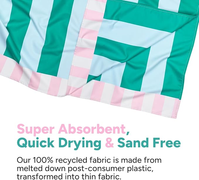 Dock & Bay Beach Towel - Quick Dry, Sand Free - Compact, Lightweight - 100% Recycled - Includes Bag - Pastel Pier - Extra Large (200x90cm, 78x35)