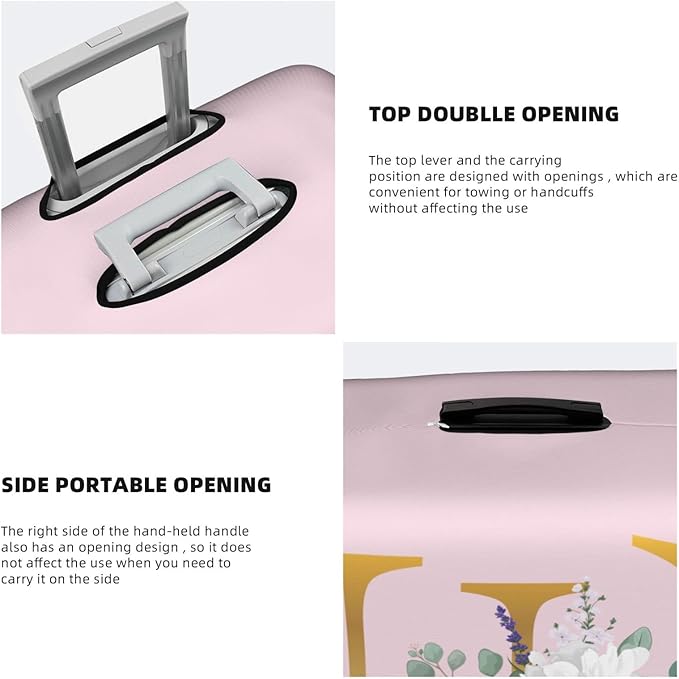 Flower Lette E Pink Luggage Cover Elastic Washable Stretch Suitcase Protector Anti-Scratch Travel Suitcase Cover for Kid and Adult S (18-21 inch suitcase)