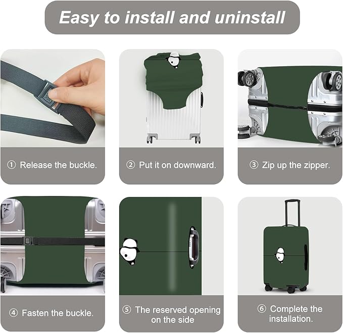 Adorable Panda Bear Luggage Cover Set, Asian Animal Print Elastic Suitcase Protector, Travel Gear for China Trips, Gifts for Panda Lovers