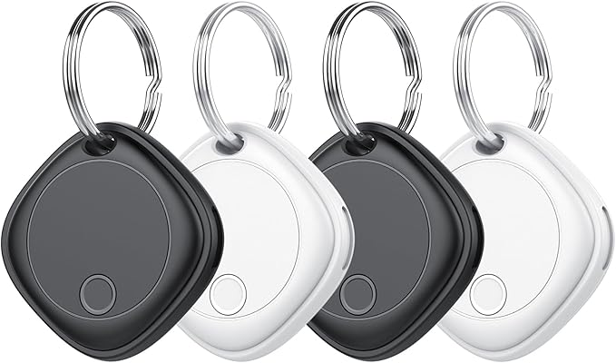 Air Tracker Tags-4 Pack, Bluetooth Tracker Works with Apple Find My APP (iOS Only), Bluetooth Smart Air Tag Keys Finder and Item Locator for Keys, Bags, Luggage, Wallet, Replaceable Battery