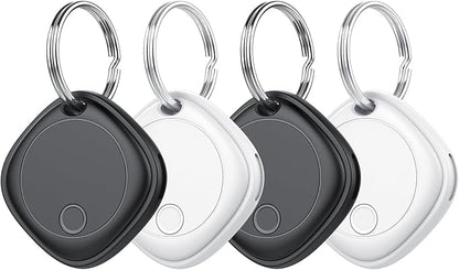 Air Tracker Tags-4 Pack, Bluetooth Tracker Works with Apple Find My APP (iOS Only), Bluetooth Smart Air Tag Keys Finder and Item Locator for Keys, Bags, Luggage, Wallet, Replaceable Battery