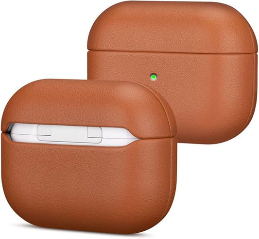 Lopie Handmade Series Cowhide AirPods Pro Case, Full Grain Leather, Shockproof, Dust/Dirt Proof - Light Brown
