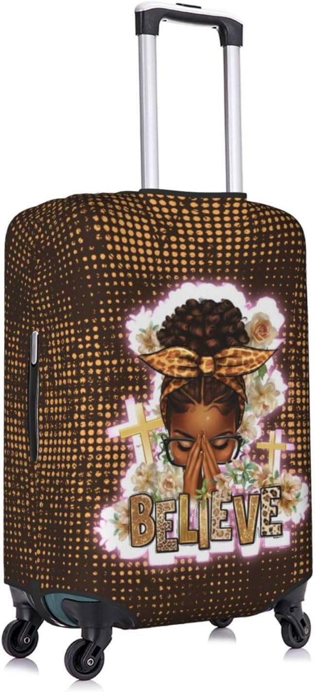 Travel Suitcase Protector African American Girl Elastic Protective Washable Luggage Cover With Concealed Zipper Suitable For 18-32 Inch(M (for 22-24 inch luggage))