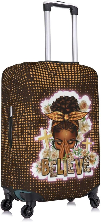 Travel Suitcase Protector African American Girl Elastic Protective Washable Luggage Cover With Concealed Zipper Suitable For 18-32 Inch(M (for 22-24 inch luggage))