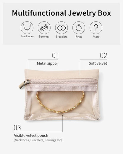 Vlando 33 Pcs Travel Jewelry Case Velvet Jewelry Pouch with Zipper Clear Travel Jewelry Bag Jewelry Travel Organizer for Travel Business Trip Mother's Day Gifts for Mom Wife Women