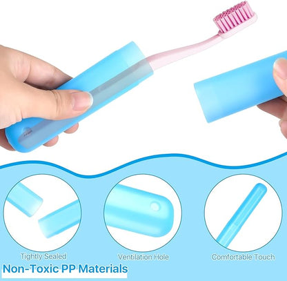 70 Pieces Travel Toothbrush Case, 7 Colors Portable Toothbrush Storage Holder Bulk Plastic Dust Proof Toothbrush Cover Protector Holder for Outdoor Trip Home Camping School