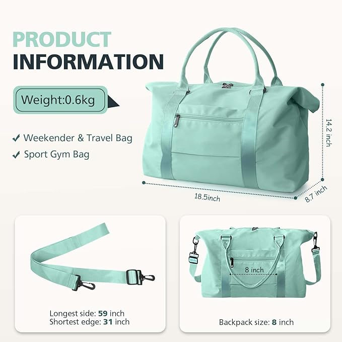 Travel Duffle Bag, Waterproof Weekender Bag Carry On Tote Bags for Women, Travel Essentials Sport Gym Bag for Men, Hospital Bag for Labor and Delivery, Overnight Bag Luggage Bag with Trolley Sleeve