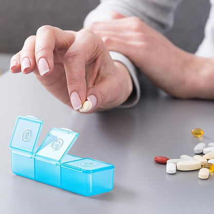 Pill Organizer, Pill Box 7 Day/Metal Travel Pill Case, BPA Free. (Silver)