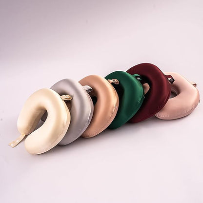 ROSEWARD 100% Mulberry Silk Neck Pillow for Travel 22 Momme Real Silk Travel Pillow for Pain Relief Sleeping, Pure Organic Silk Airplane Pillow, Anti Wrinkle Travel Pillow USA Made (Wine)