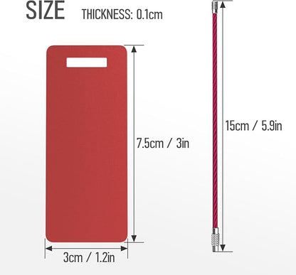 4 Personalized Metal Luggage Tags, Laser Engrave Name and Logo, Custom Aluminum Suitcase Tags with Steel Ring, for Travel, Backpack, Baggage (Red)