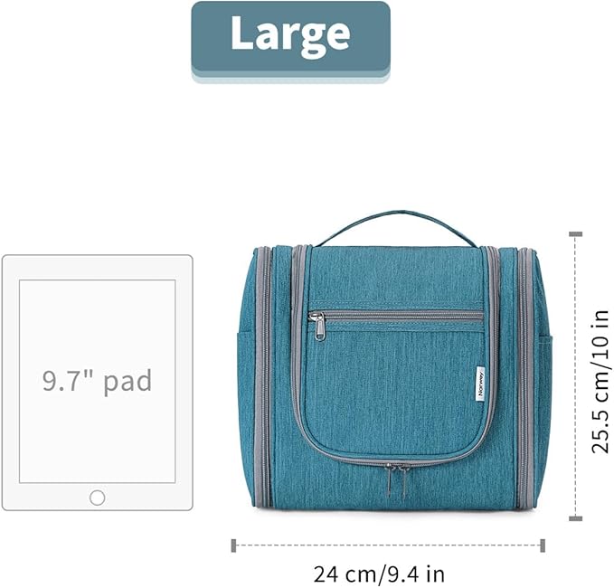 Narwey Hanging Toiletry Bag for Women Travel Makeup Bag Organizer Toiletries Bag Men for Cosmetics Essentials Accessories (Large, Teal)
