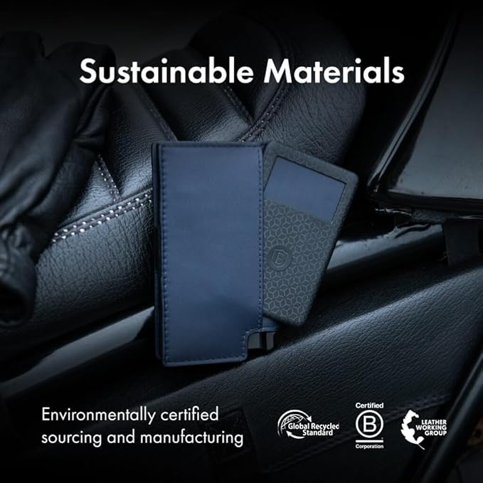 Ekster - Parliament Pop Up Wallet for Men - RFID Blocking Metal Card Holder Wallet with Push Button and Card Ejection - Minimalist Leather Tactical Daily Carry Parliament - Easy Access, Navy Color