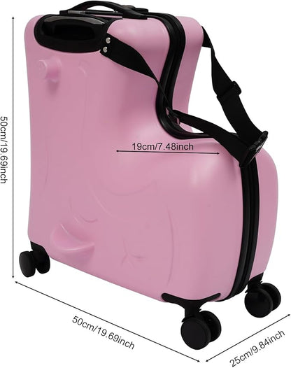 20" Children's Ride-on Trolley,Portable Kid's Ride-on Travel Suitcase with Wheels,Carry On Trolley Luggage for Kids Fun