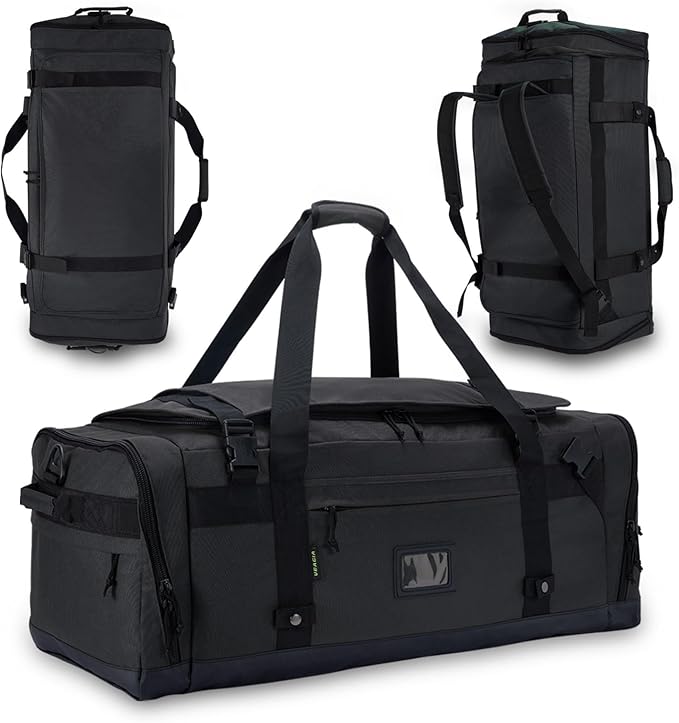 Large Duffle Bag for Travel - Men & Women, Foldable Gym Duffle Backpack, Heavy Duty Tactical Military Canvas Duffel Bags, Extra Big Carry On with Shoe Pockets, Waterproof (80L/103L)