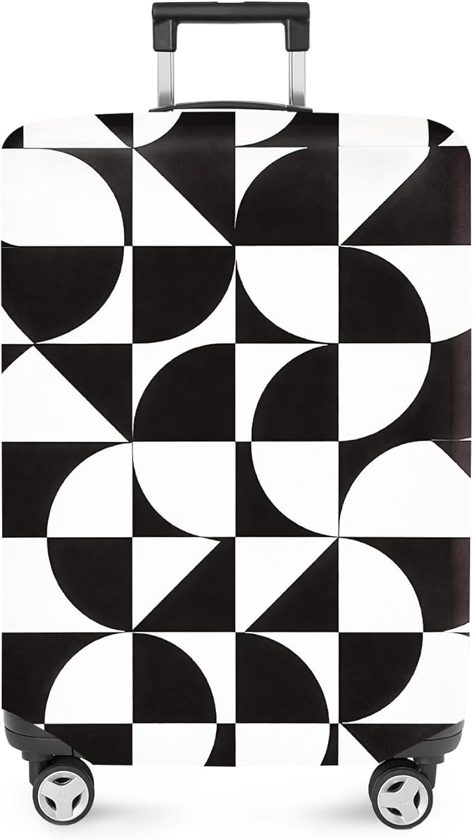 ANNA QUEEN Geometric Minimalist Luggage Cover, Suitcase Protector with Modern Abstract Pattern, Stretchable, Washable Travel Cover for 20-22 Inch Luggage