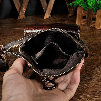 Versatile Cowhide Small Messenger Bag for Men Genuine Leather Waist Pack for Daily Use and Outdoor Activities