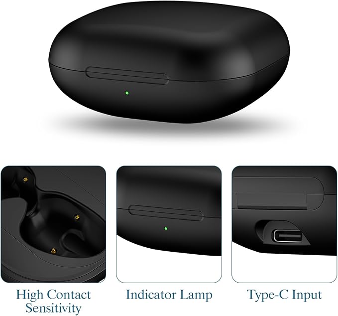 Jinstyles Wireless Charging Case Compatible for Beats Fit Pro, Portable Charger Case Replacement with Bluetooth Pairing Sync Button, 700mAh Built-in Battery (Not Included Earbuds) (Black)