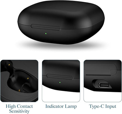 Jinstyles Wireless Charging Case Compatible for Beats Fit Pro, Portable Charger Case Replacement with Bluetooth Pairing Sync Button, 700mAh Built-in Battery (Not Included Earbuds) (Black)