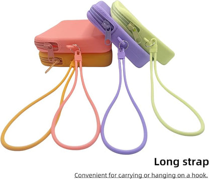 4 Pieces Silicone Makeup Toiletries Pouches, Waterproof Cosmetic Zipper Pouch, Digital Electronics Storage Bag, Beach Essential Travel Pouch (Creamy Collection)