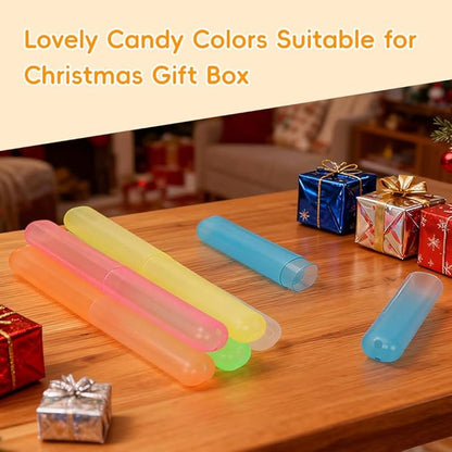 60 Pack Toothbrush Travel Case, Capsule Shaped Travel Toothbrush Holders with Dual Vent Holes, Plastic Toothbrush Holder for Travel, Home, School, Office（6 Assorted Colors）