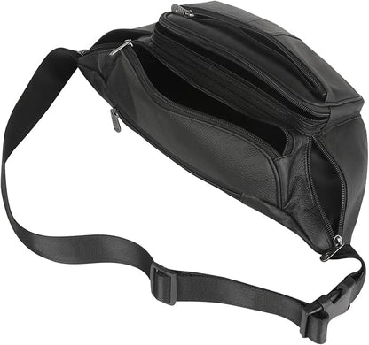 Genuine Leather Fanny Pack/Waist Bag/Organizer with Adjustable Belt, Multiple Pockets For Men and Women