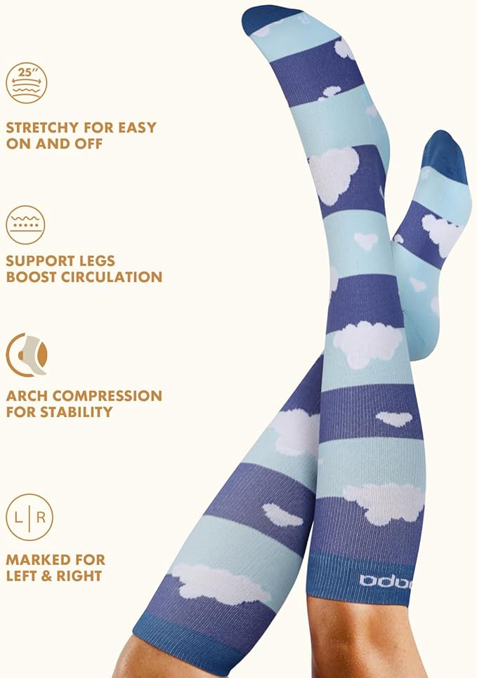 Cute Compression Socks for Women - 3 Pairs 20-30 mmHg Graduated Support Lightweight for Daily Wear Travel Nurse