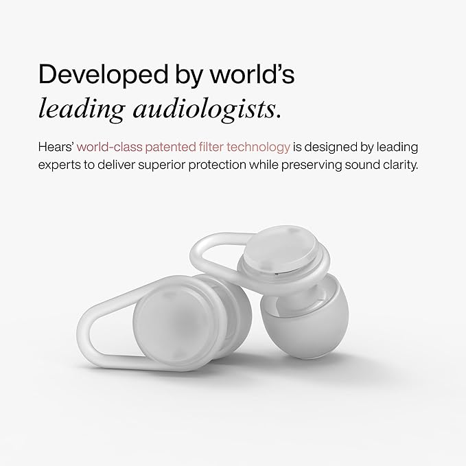 Hears One High-Fidelity Ear Plugs – Reusable Hearing Protection for Concerts, Travel, Focus & Sleep – Certified Noise Reduction 20dB SNR – Hypoallergenic Tips (4 Sizes) + Keychain Case