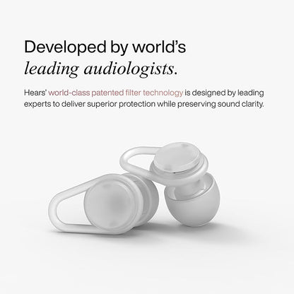 Hears One High-Fidelity Ear Plugs – Reusable Hearing Protection for Concerts, Travel, Focus & Sleep – Certified Noise Reduction 20dB SNR – Hypoallergenic Tips (4 Sizes) + Keychain Case