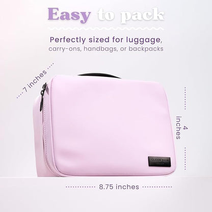 CLEAN SKIN CLUB Clean Towels XL Dedicated Travel Cosmetic Makeup Bag, Portable Large Capacity Beauty Toiletry Water Resistant Organizer Case with Dividers, Zipped Compartments