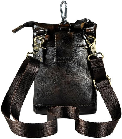 Versatile Cowhide Small Messenger Bag for Men Genuine Leather Waist Pack for Daily Use and Outdoor Activities