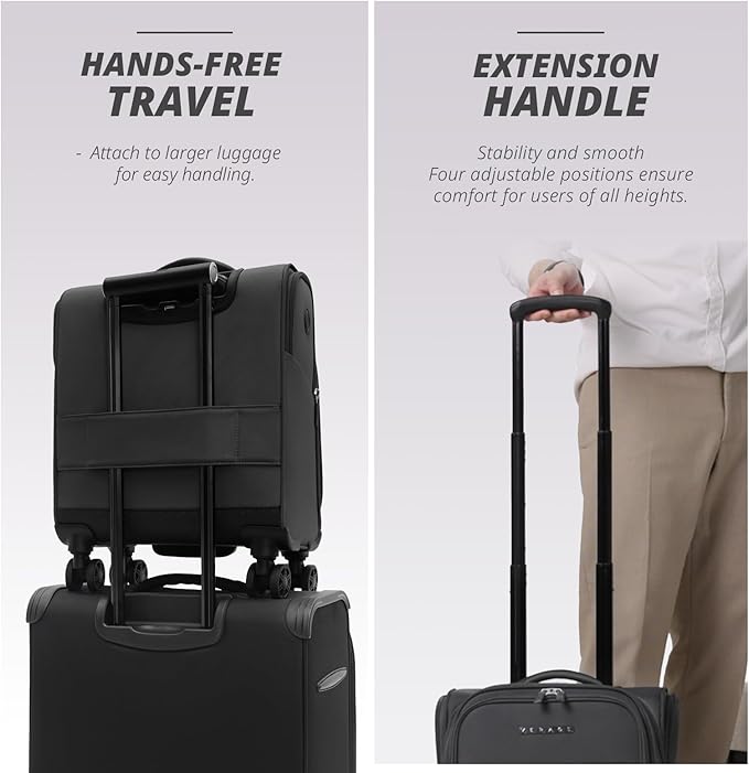 Verage Under Seat Luggage with Wheels, Softside Small Suitcase Spinner Carry On Luggage Bags for Airlines Airplanes Short Trip Men Women (Grey, 14-Inch Underseat)