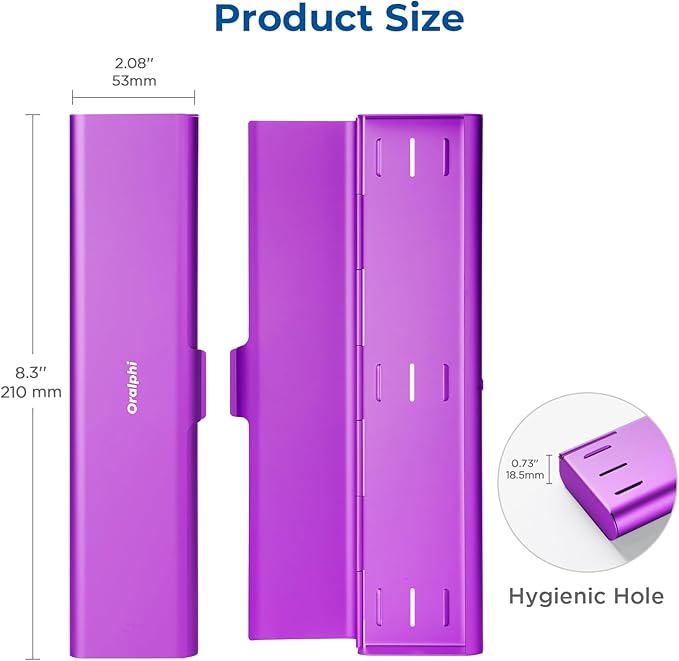Wider Aluminum Toothbrush Travel Case, Portable Travel Toothbrush Holder, Durable Manual Toothbrush Box Container for Traveling, Bathroom, Camping, Business Trip, Purple