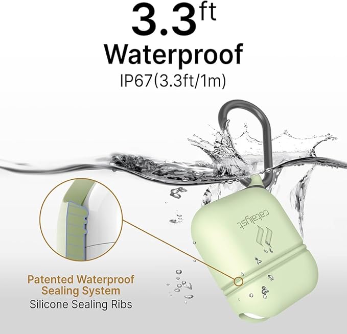 Catalyst Waterproof Case for AirPods 2nd Generation and AirPods 1st Generation - Wireless and USB-C Charging High Drop Protection AirPod Gen 2 and Gen 1 Case with Carabiner, One Piece Design