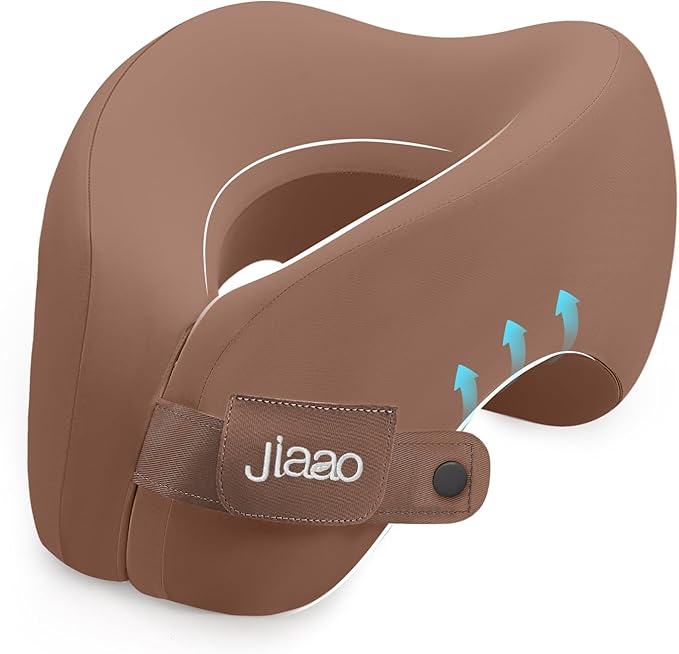 jiaao Neck Pillow Airplane, Memory Foam Travel Neck Pillows for Long Flight, 3D Eye Masks, Ear Plugs and Portable Drawstring Bag, Napping Pillow for Home, Road Trips, Sleep Rest and Travel Use
