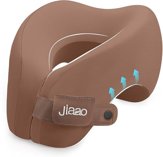 jiaao Neck Pillow Airplane, Memory Foam Travel Neck Pillows for Long Flight, 3D Eye Masks, Ear Plugs and Portable Drawstring Bag, Napping Pillow for Home, Road Trips, Sleep Rest and Travel Use