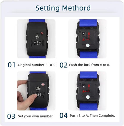 Travel Luggage Strap Adjustable Suitcase Packing Belt with TSA Combination Lock(Rainbow 2 Pack)