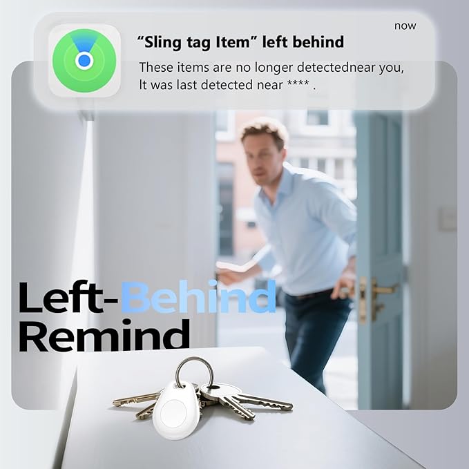 [iOS Only] Tukio Air Tracker Tags 4 Pack White, [Apple MFi Certified] Bluetooth Key Finder & Smart Item Locator Work with Apple Find My for Keys/Luggage/Bags/Suitcases/Car, 365-Day Replaceable Battery