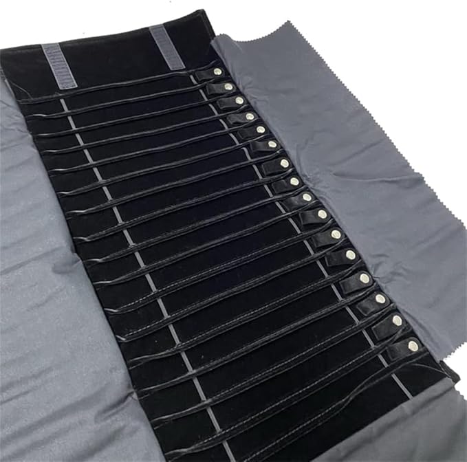 Portable Jewelry Roll Untangled Secure Necklace Travel Storage Bag Displays Holder 16 Chain (Black)