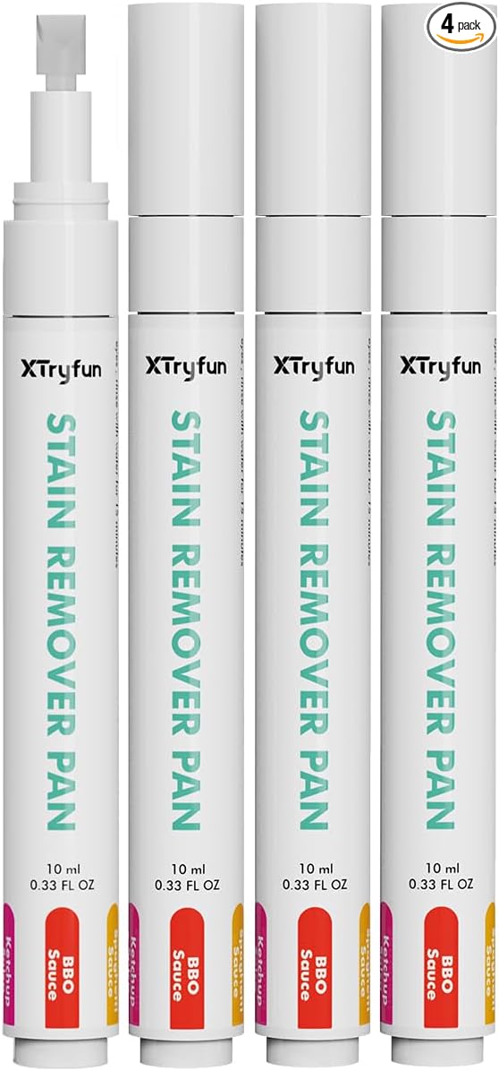 Stain Remover Pen for Clothes, Portable & Safe Stain Sticks, Instant Travel Stains Remover for Cleaning Spot, Like Juice, Food, Ketchup, Ink and Even Blood - 4 Count
