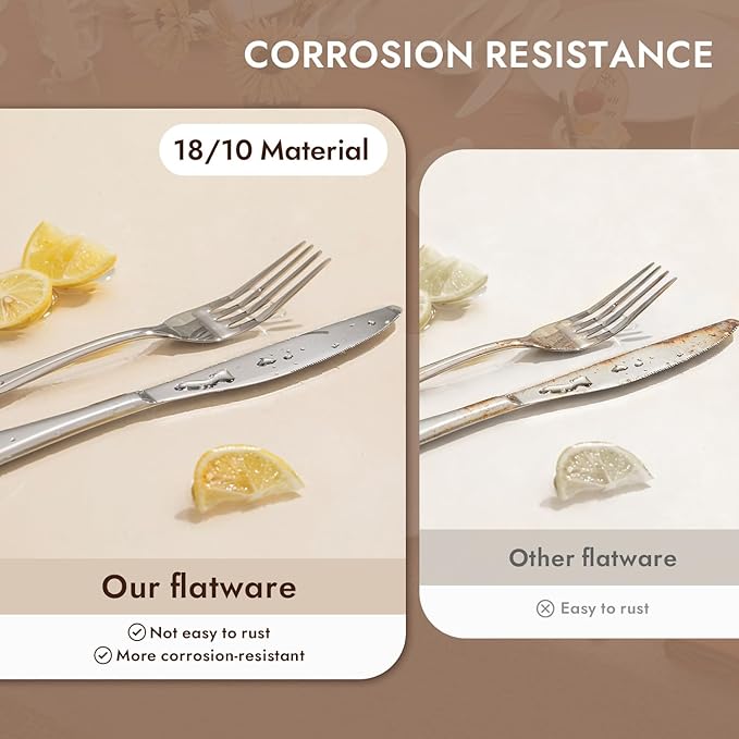KINGSTONE 20-Piece Silverware Set for 4,18/10 Premium Stainless Steel Flatware Set, for Home, Restaurant, Wedding and Party Use, Mirror-Polished Cutlery Set, Dishwasher Safe.