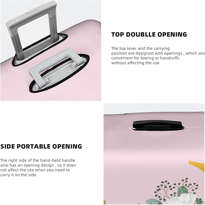 Flower Lette L Pink Luggage Cover Elastic Washable Stretch Suitcase Protector Anti-Scratch Travel Suitcase Cover for Kid and Adult M (22-24 inch suitcase)